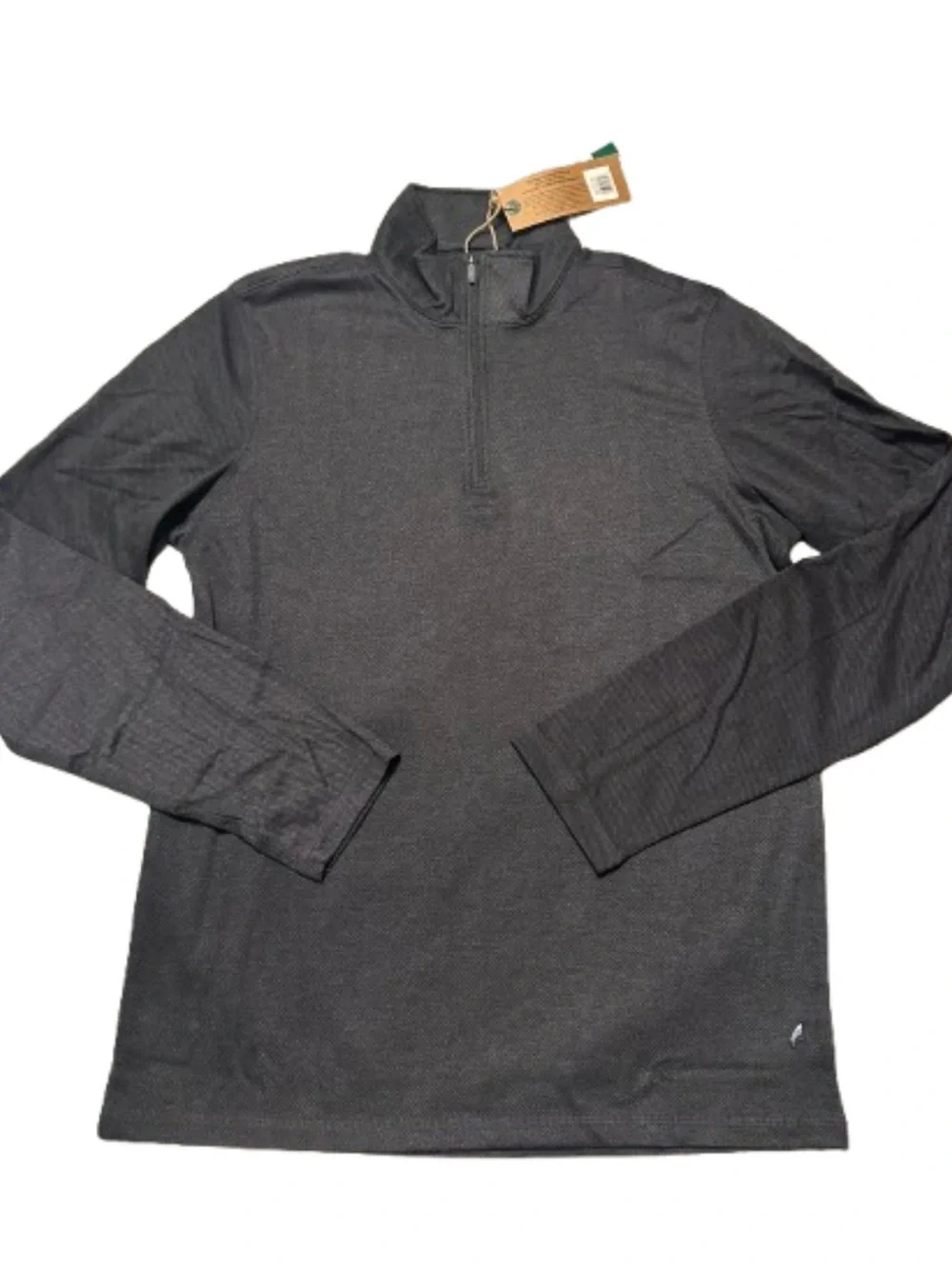 Tailor Vintage Ultra-Soft Stretch Knit 1/4 Zip Sweatshirt Mens S Black Heathered